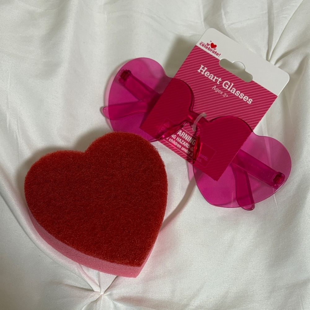 Pink Heart Glasses with Red Sponge by Celebrate It
